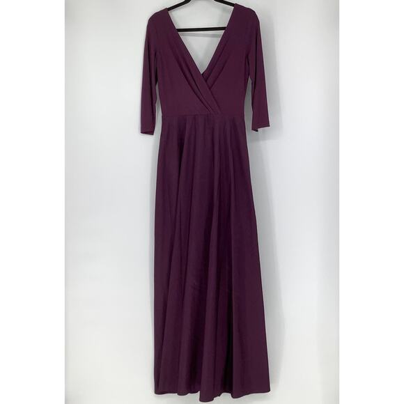 NEW! Alfred Sung Size 8 3/4 Sleeve Dress Purple Maxi Aubergine $229 msrp J2-19 - Picture 3 of 12